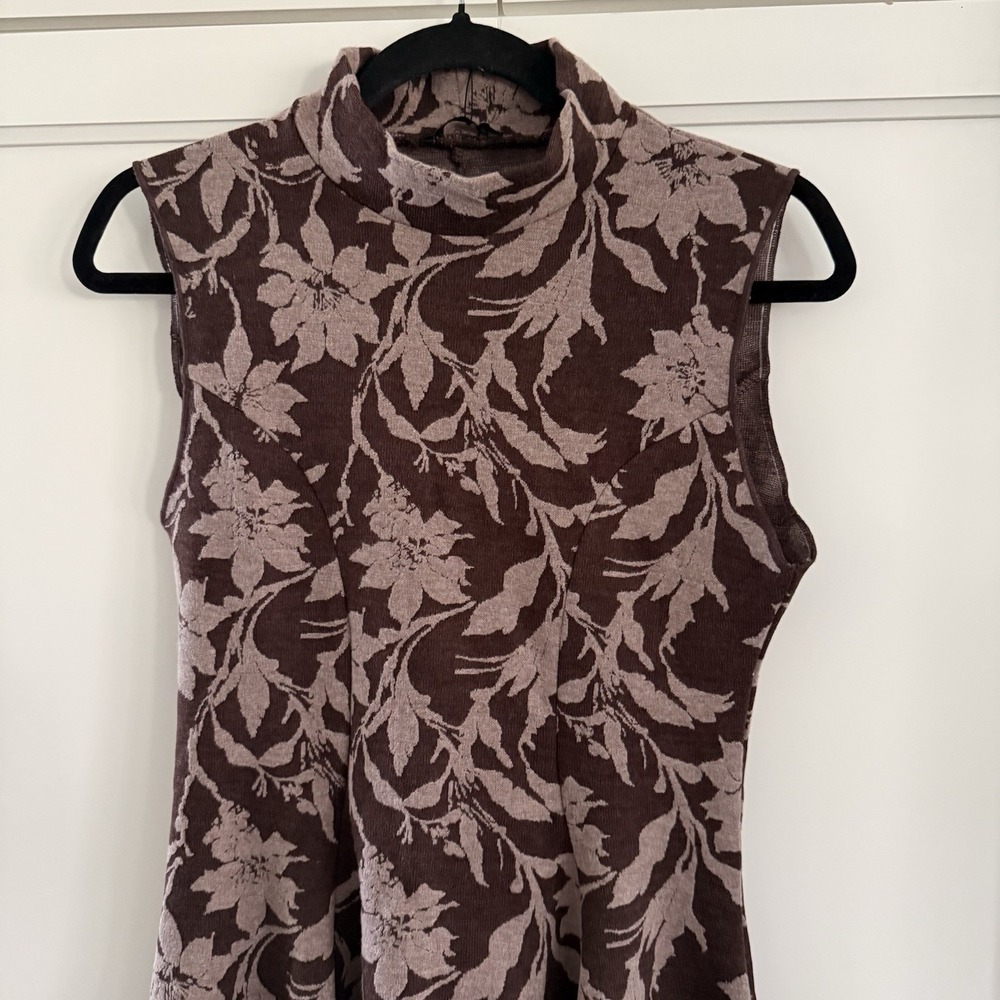 NWT Zara Floral Jacquard Knit Mini Dress Mock Neck Sleeveless Size Small - Picture 3 of 8